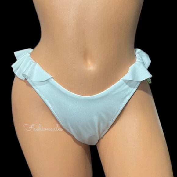 Victoria’s Secret Swim Ruffle Brazilian Bikini bottom White Xlarge - Picture 1 of 4
